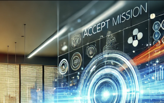 Futuristic mission control interface visualization