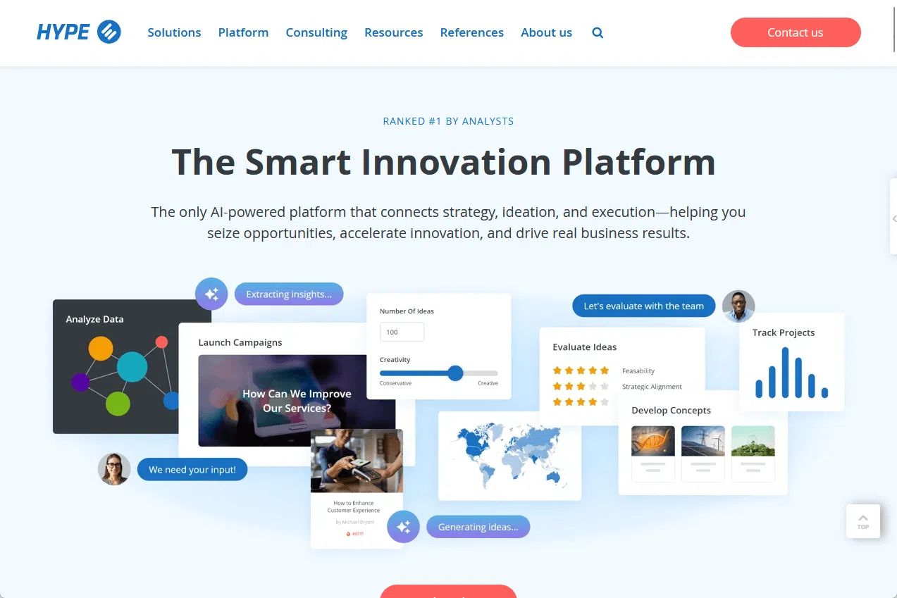 Plateforme d'innovation et de stratégie commerciale alimentée par l'IA.