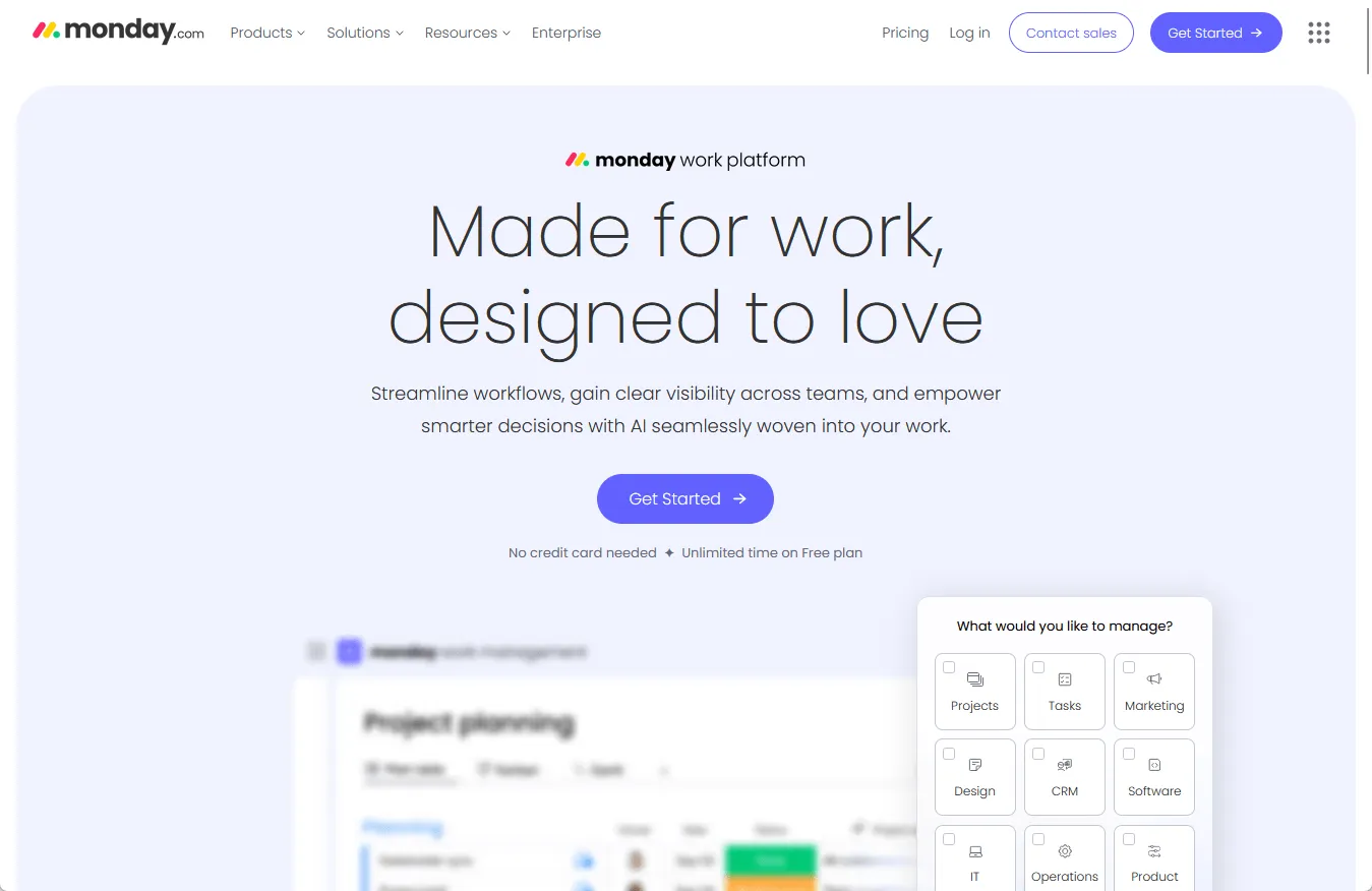 Overzicht en functies van het Monday.com werkplatform