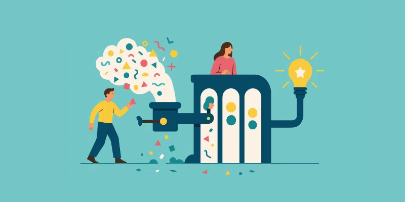 innovation funnel structure featured Abstract illustration of an innovation funnel as a machine with people