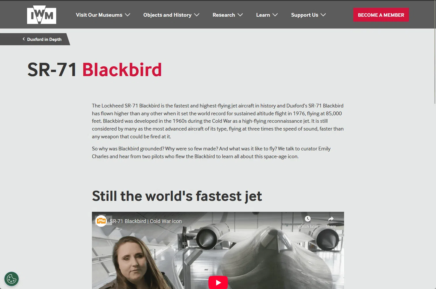 Exposition de l'avion historique SR-71 Blackbird