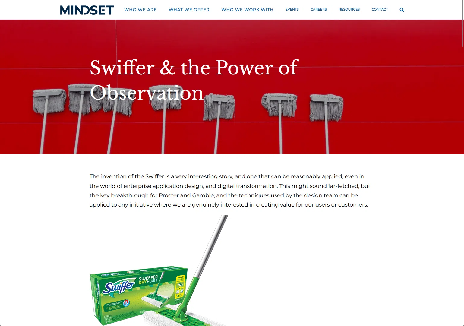 Mops Swiffer en exposition avec emballage.