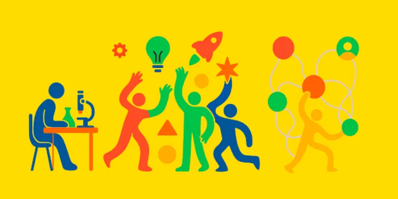 Colorful teamwork and innovation illustration