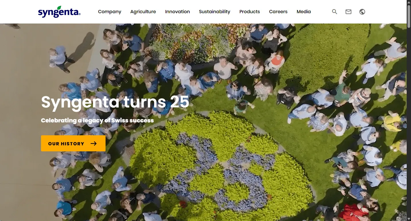 Syngenta's 25th anniversary celebration, aerial view.