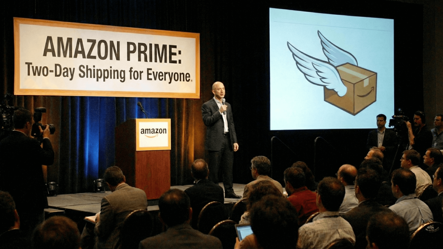 Amazon Prime launch event presentation on stage