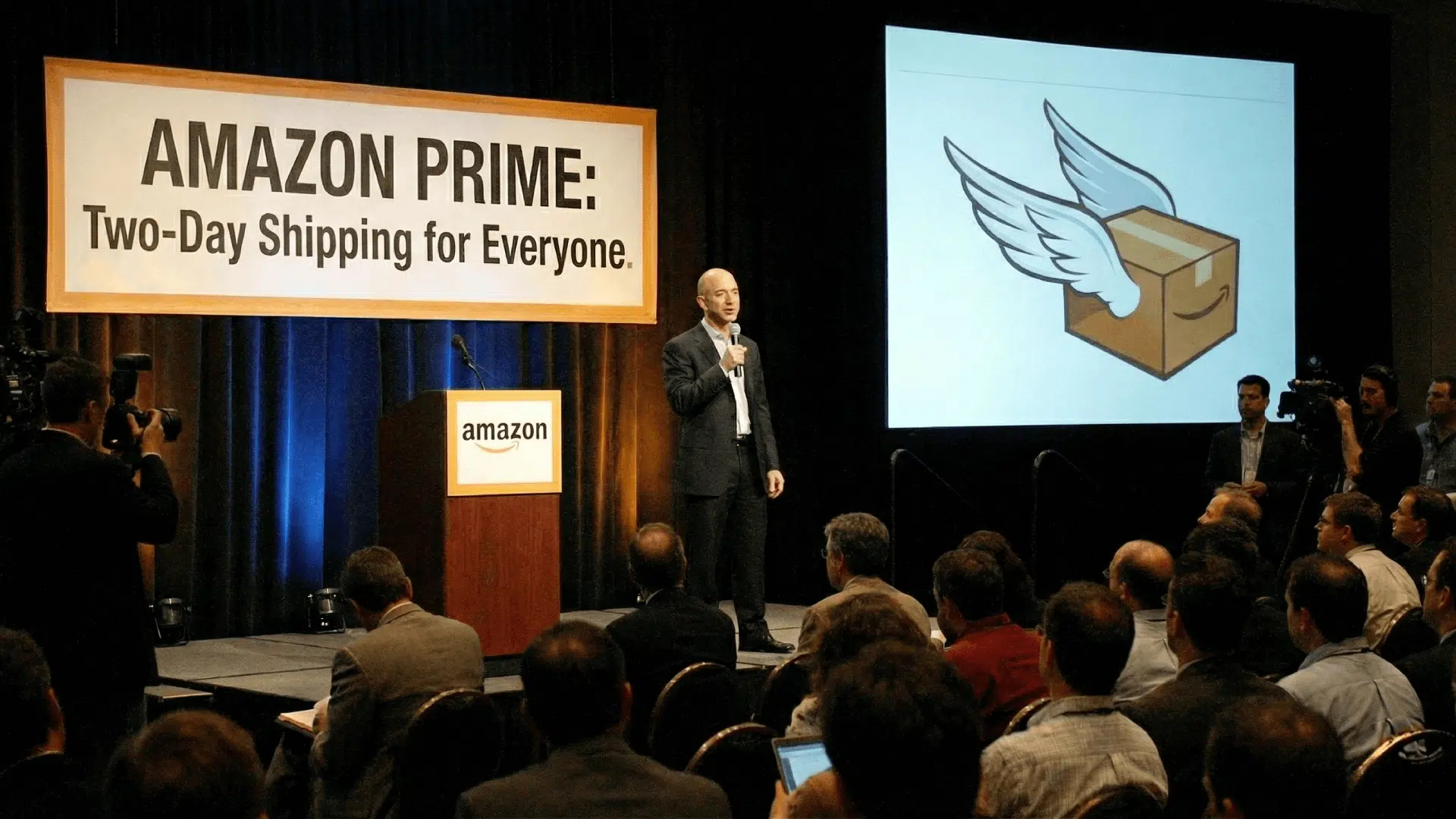 Présentation de l'événement de lancement d'Amazon Prime sur scène