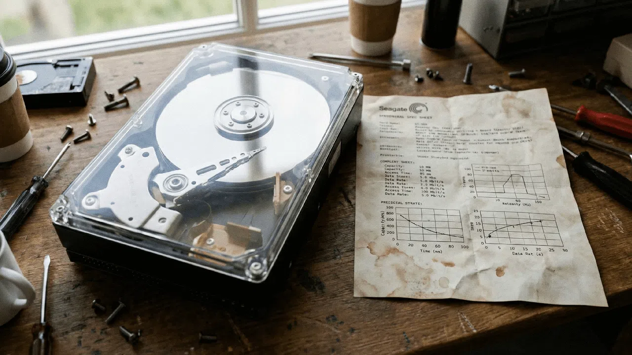 Ouvrez le disque dur à côté de la fiche technique sur le bureau.