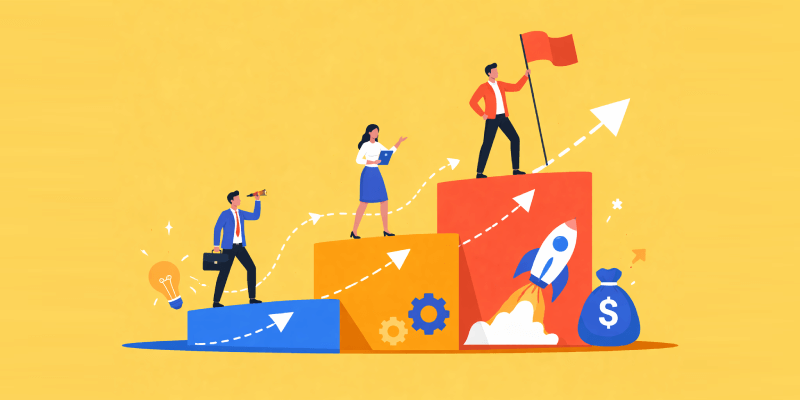 Team achieving business growth and success