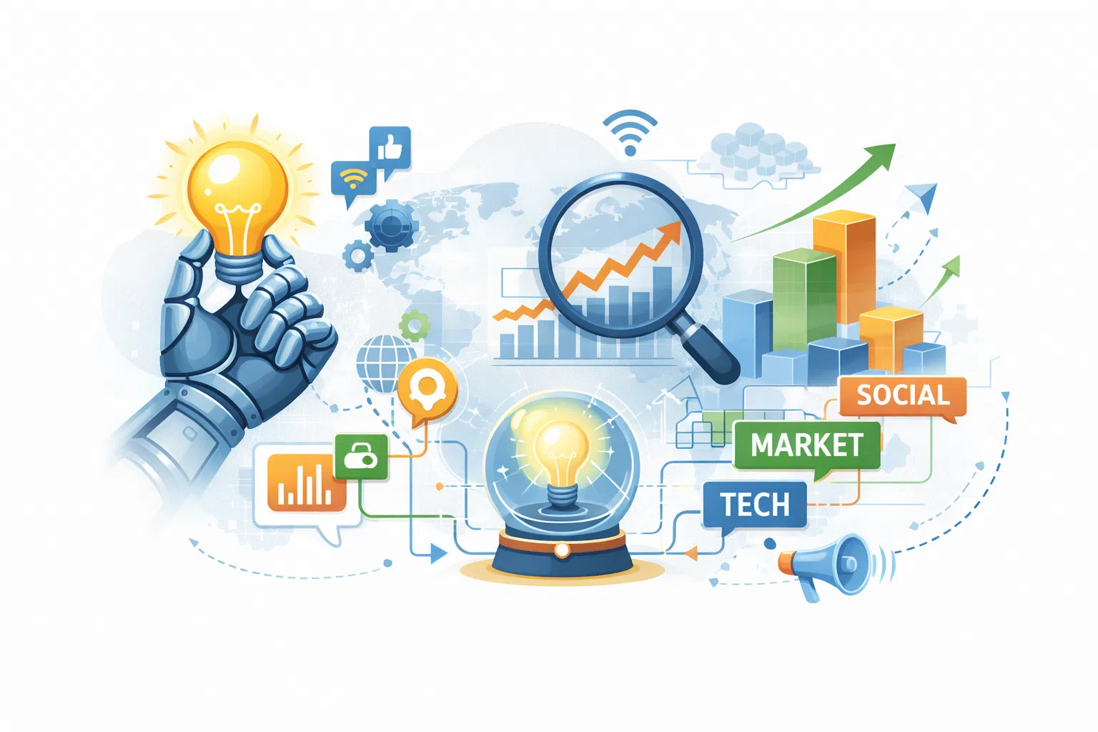 Aperçu de la découverte de l'innovation avec des informations sur le marché, la technologie et les signaux