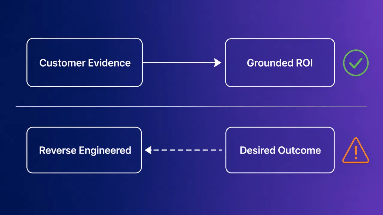 Customer evidence to ROI versus reverse engineered outcomes diagram