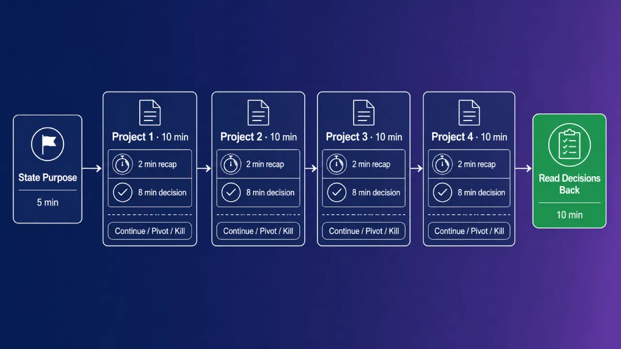 Project decision meeting agenda flow diagram