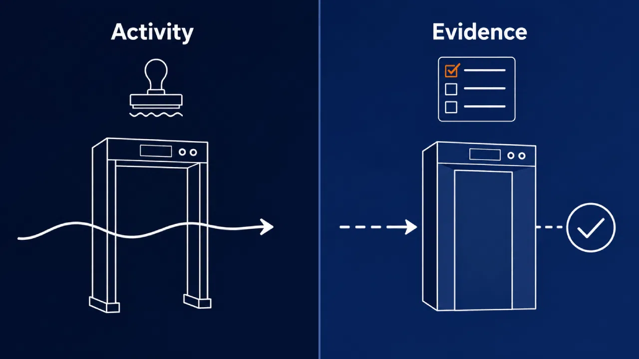 Security screening process from activity to evidence