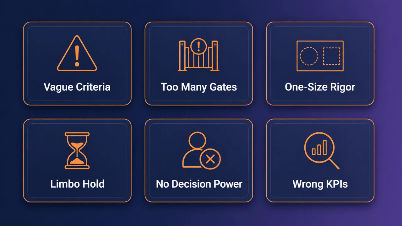 Six business process pitfalls with icons