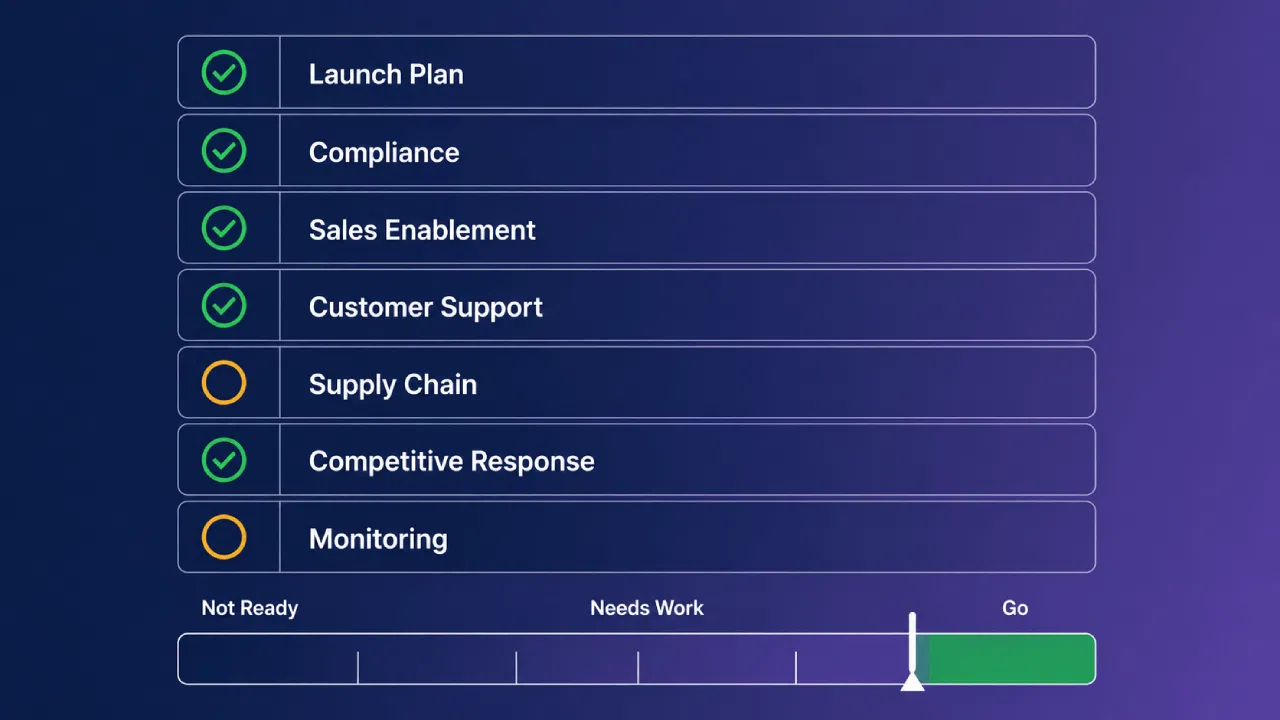 Project readiness checklist with status indicators and slider