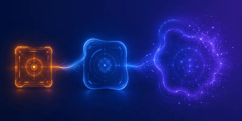 scorecards for different innovation types featured Glowing digital nodes connected by energy streams