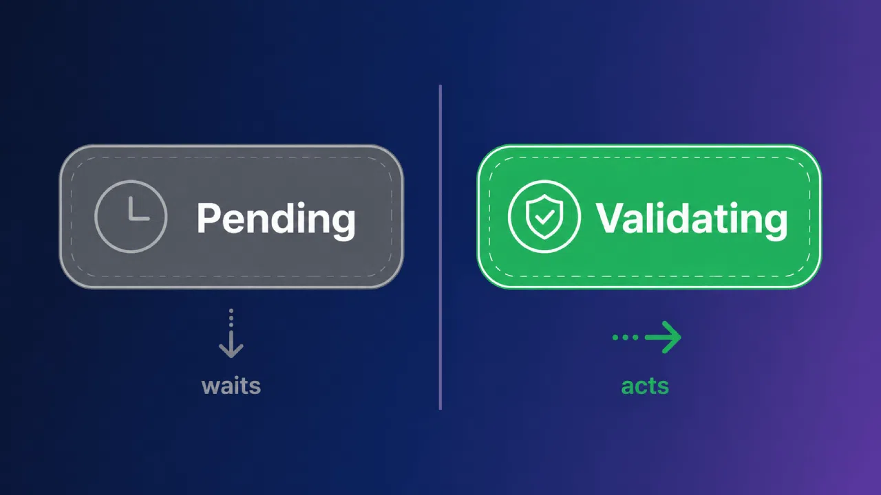 Comparaison des boutons d'état « En attente » et « En cours de validation »