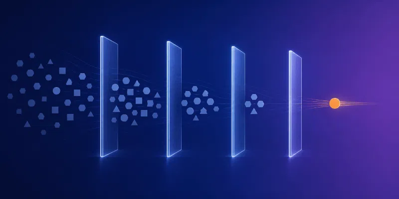 governance anti patterns kill innovation featured Data filtering through glowing panels to single output
