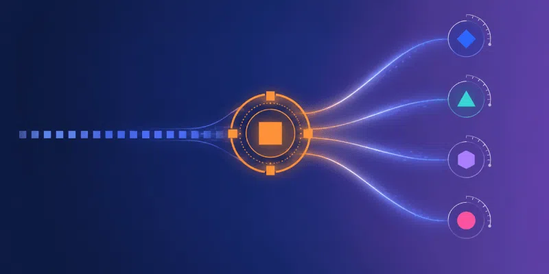 تقسيم تدفق البيانات المجردة إلى مسارات رقمية متعددة