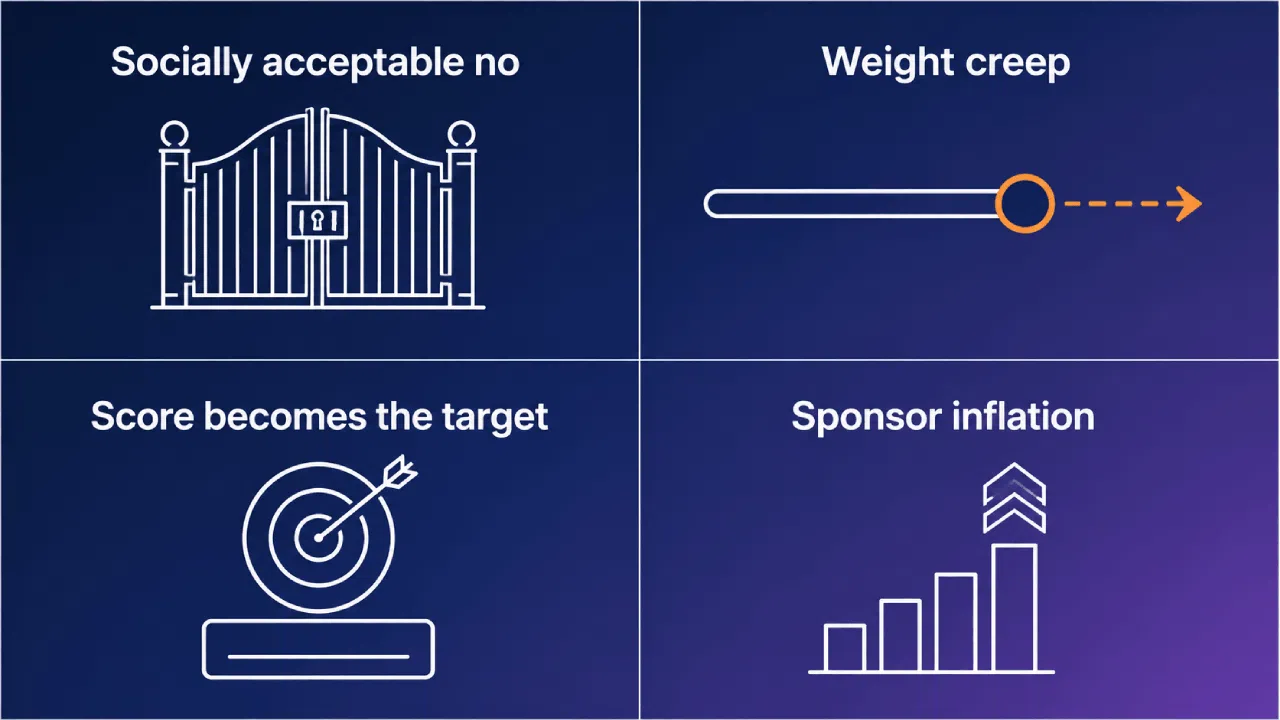 Infographie en quatre volets illustrant les conséquences imprévues des indicateurs de performance