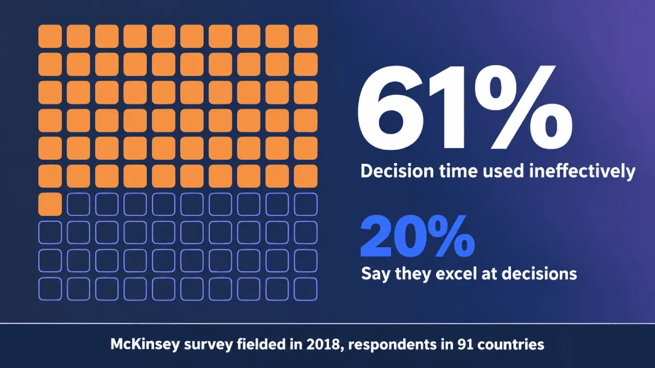 Graphique comparant le temps de prise de décision inefficace du modèle 61% à l'excellence du modèle 20%